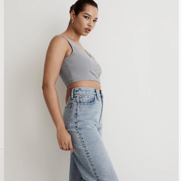 NWT Madewell Softdrape Gwen Crop Button Top - Picture 3 of 5